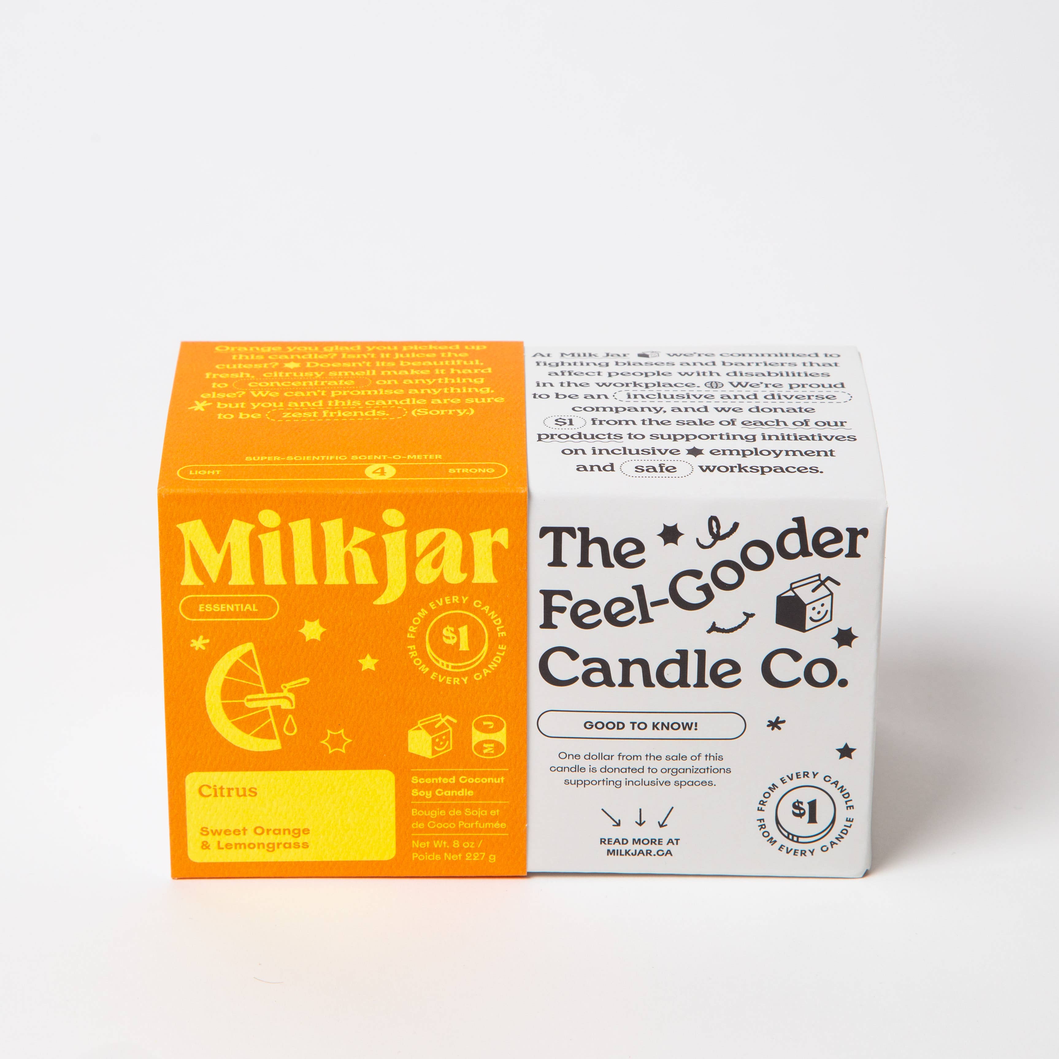 Milk Jar Candle Co. - Vente Bougie en bocal - Bougie à l’huile essentielle Citrus et cire soja noix de coco 226 g8