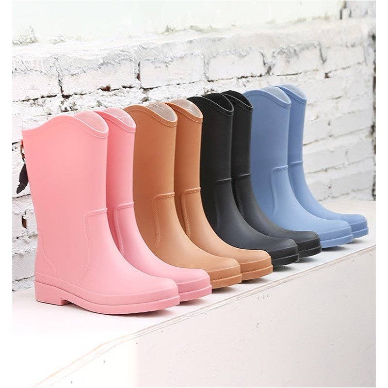 Mirazshoes WholeSale - Wholesale Rain Boots - Women's - Multicolor Solid Color Irregular High Rubber Rain Boots4
