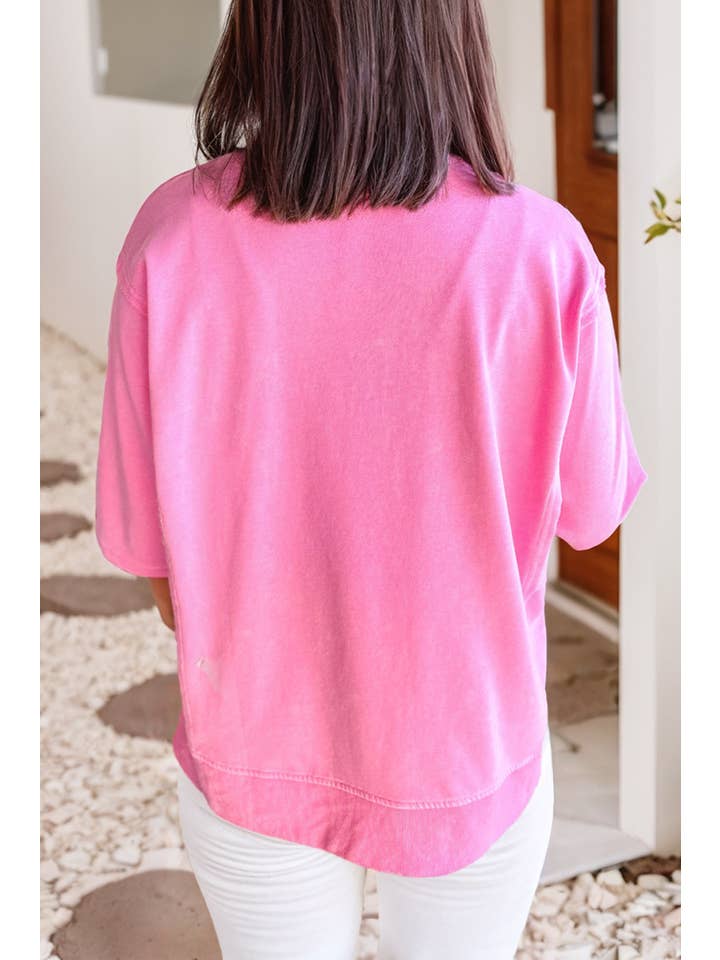 Little Daisy Closet - Wholesale Blouse - Women's - LDC Floral Patched Half Sleeve Tunic Top