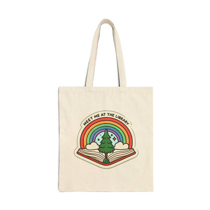 Meet Me at the Library Tote Bag for wholesale by Merry May
