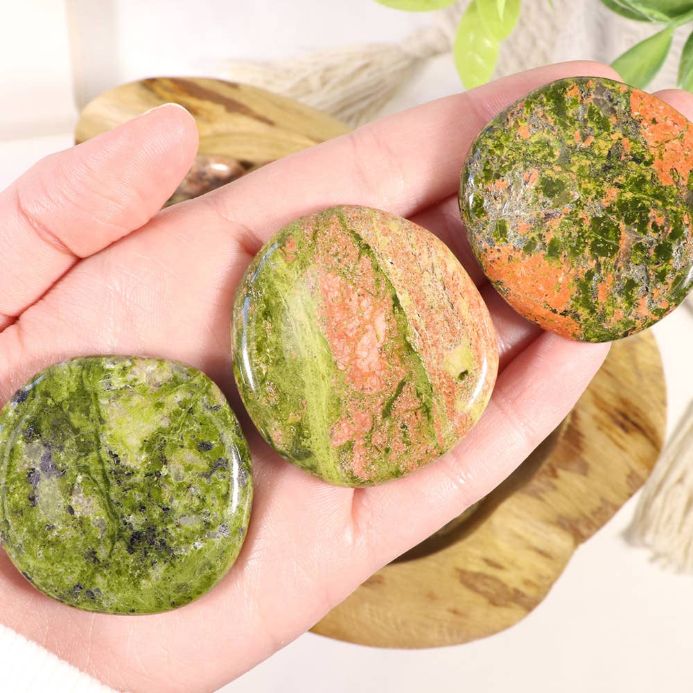 Natures Artifacts Inc - Wholesale Spiritual Stone/Crystal - Unakite Worry Stone - Unakite Thumb Stones2