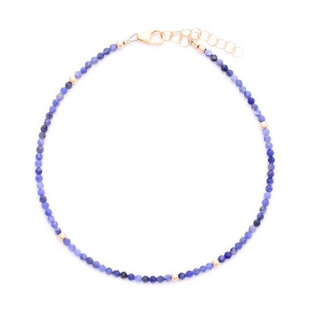 Sodalite and Gold Beads Anklet for wholesale by gold & gray