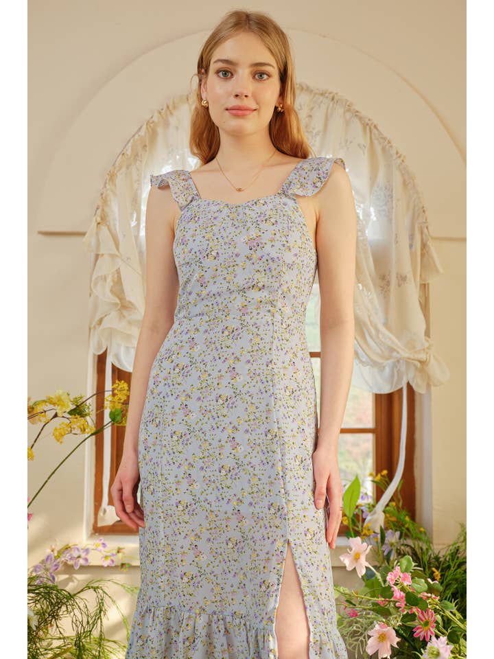ROSIE POSIE - Wholesale Dress - Women's - RP2395 - Blue Blossom Print Long Dress6