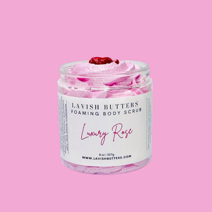 Luxury Rose Body Scrub for wholesale by Lavish Butters