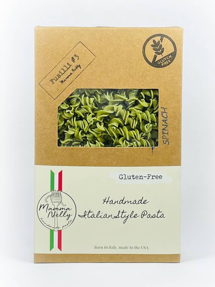 Gluten Free Spinach Fusilli for wholesale by Mamma Nelly Pasta