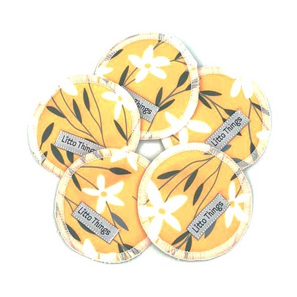 Bamboo Makeup Removal Pads 10 Pcs - Little White Flowers for wholesale by Litto Things