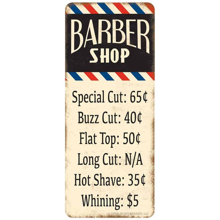 Decalque de parede para lista de preços de barbearia por atacado de RetroPlanet