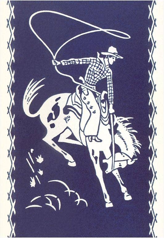 Found Image Press - Wholesale Postcard - Postcard CB-136 Cowboy with Lariat on Bucking Bronco0