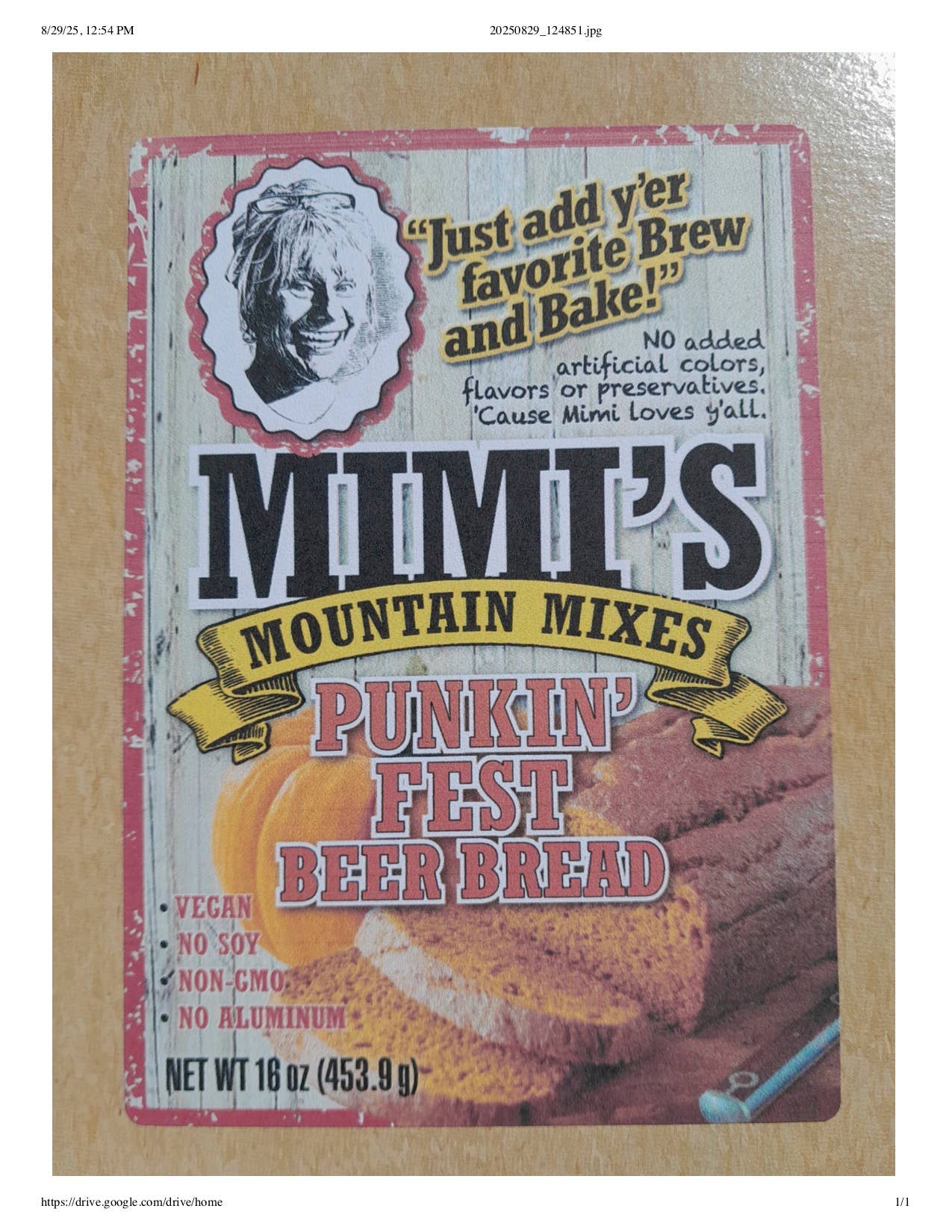 Mimi's Mountain Mixes - Wholesale Bread Mix - PUNKIN' FEST BEER BREAD MIX