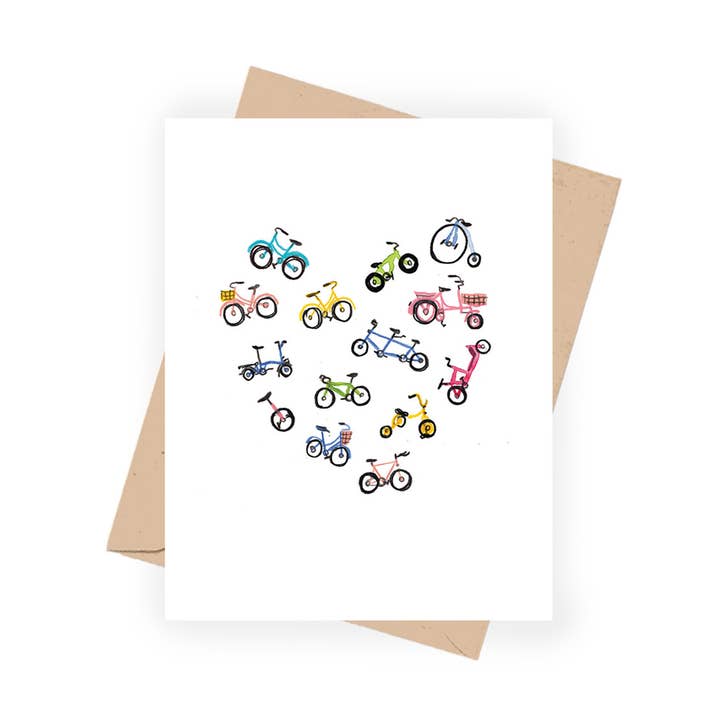 I Love Bikes Card for wholesale by Brittney Banks : Illustration + Paper Goods