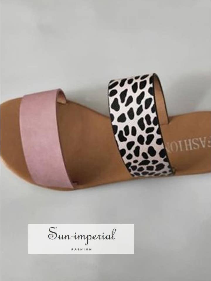 Leopard Flat Slide Sandaler - Gul - Bekväm och mjuk för wholesale av Sun Imperial