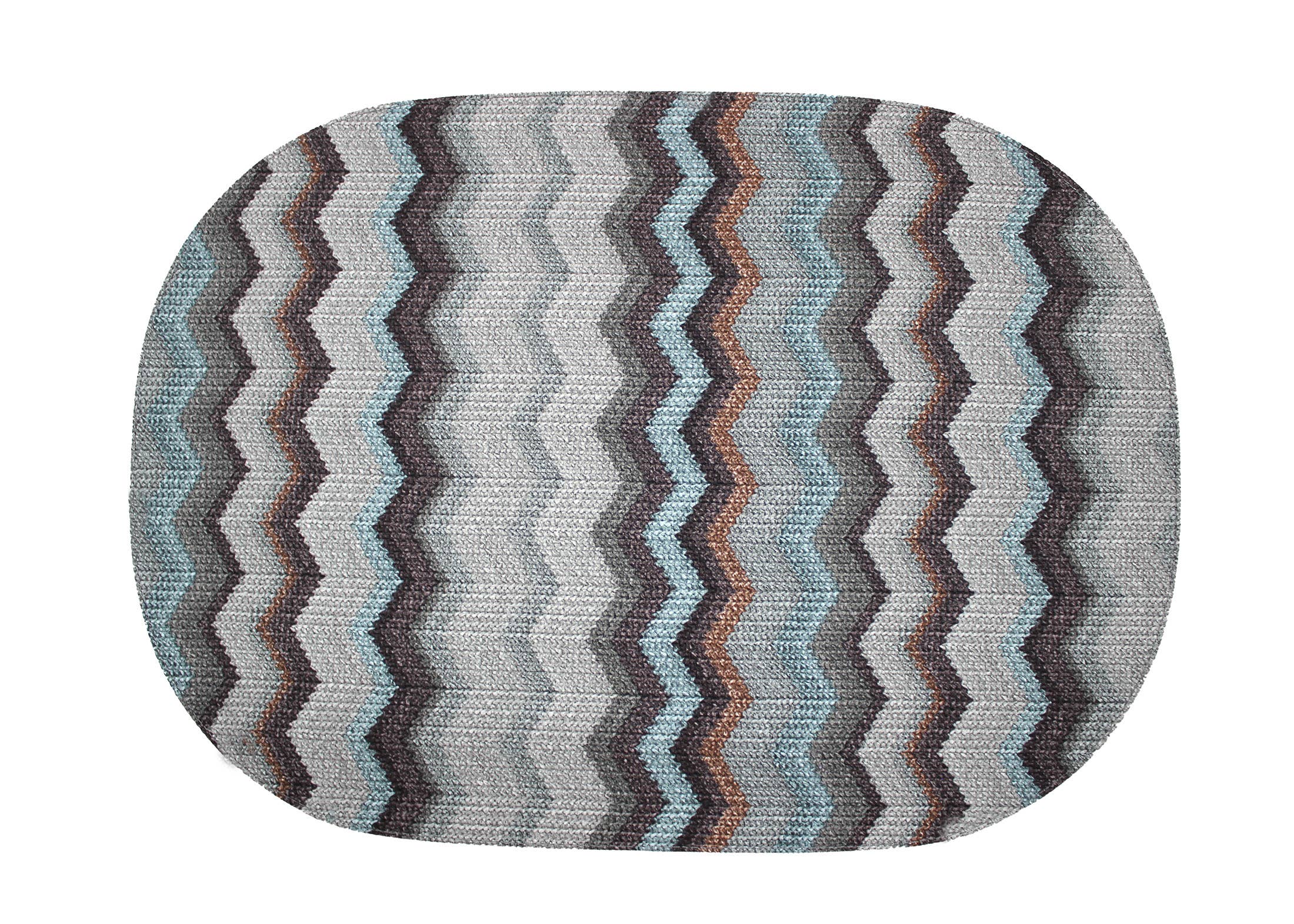 Signature Home Collection GmbH - Wholesale Placemat - Set of 6 oval synthetic leather zigzag grey blue pink placemat6