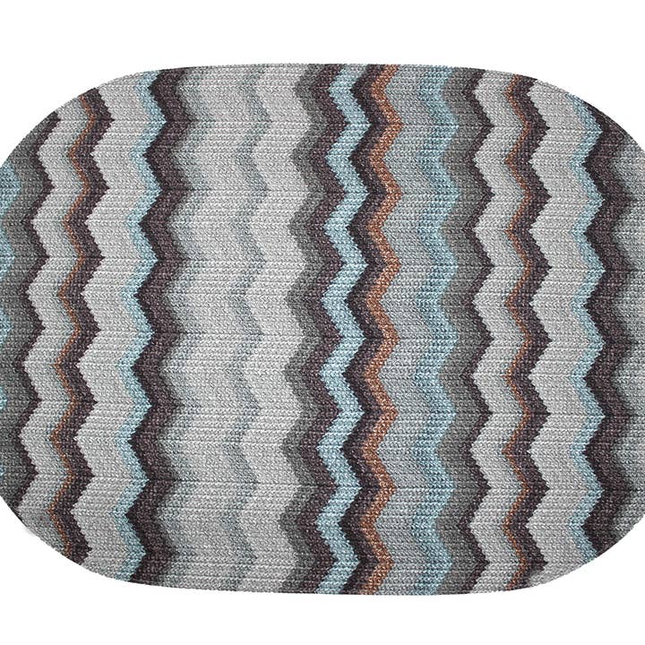 Signature Home Collection GmbH - Wholesale Placemat - Set of 6 oval synthetic leather zigzag grey blue pink placemat6
