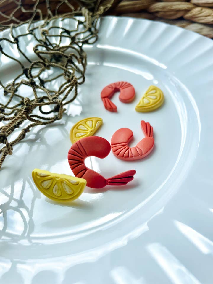 Citroen Zest & Garnalen Fest Oorbellen voor wholesale door E & M Creative Design Co.