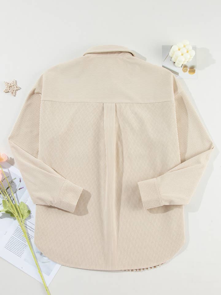 Babs + Birdie – Engroshandel Skjortejakke/shacket – til kvinder – Vivi | Hundetandsfløjl Patchwork Flap Lomme Shacket1