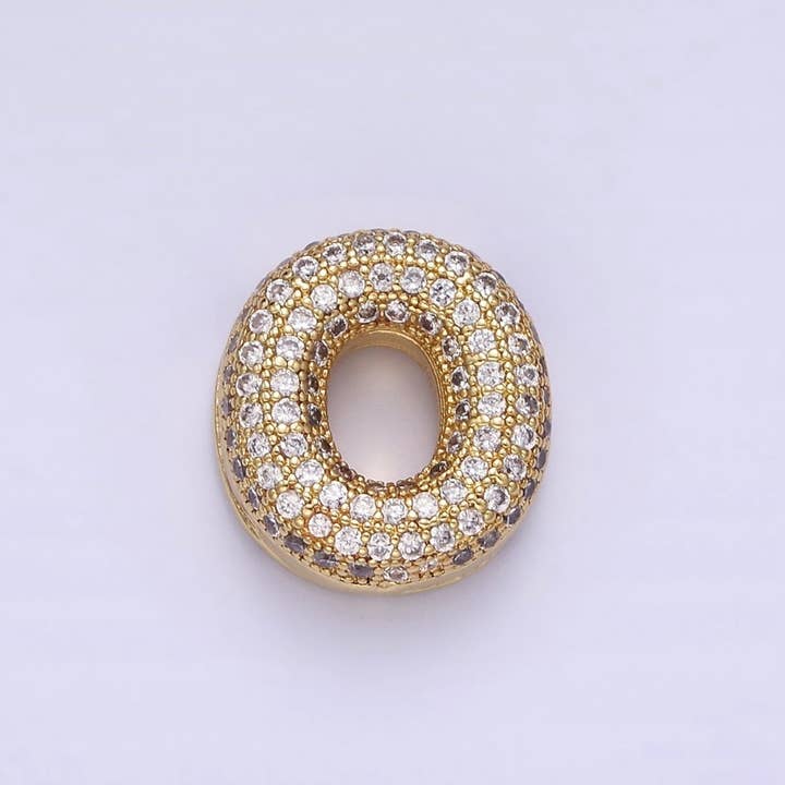 Aim Eternal – wholesale Individual charm/pendant – 14K Gold Filled 15mm Micro Paved Balloon Bubble Initial Letter Pendant | A1171-A118313