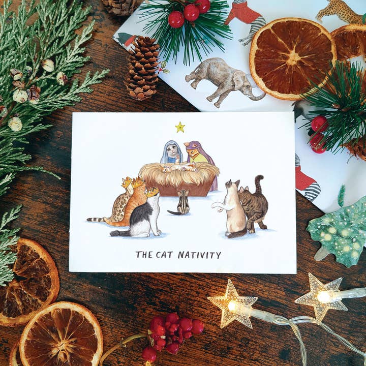 Beth Goodwin Designs - Wholesale Christmas Card - Cat Nativity Christmas Card - Cat Xmas Card2