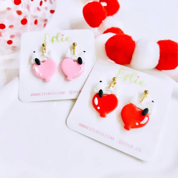 Eflie - Wholesale Dangle Earrings - Snoopy On Heart Balloon Valentine’s Day Dangle Earrings Love