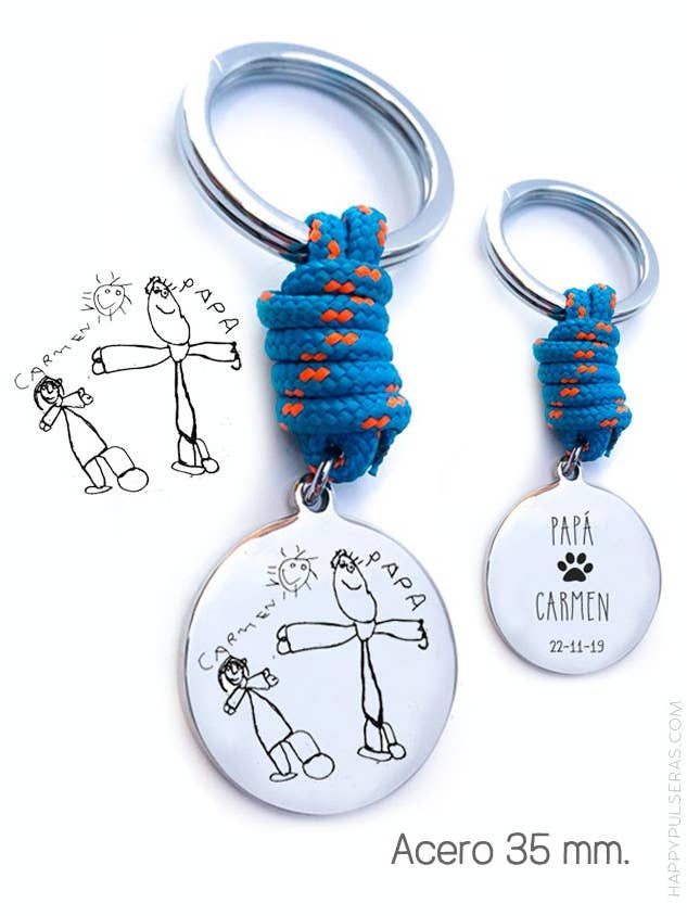 Gepersonaliseerde nautische sleutelhanger met stalen tekening van 35 mm. voor wholesale door Happypulseras