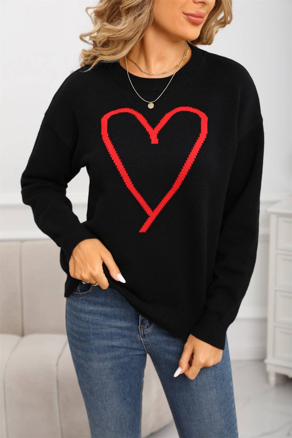 Hope & Sunshine - Wholesale Knit Sweater - Women's - Valentine's Heart Pullover Sweater73
