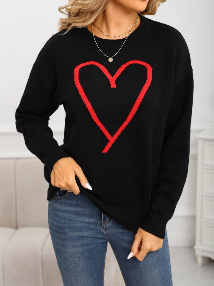 Hope & Sunshine - Wholesale Knit Sweater - Women's - Valentine's Heart Pullover Sweater73
