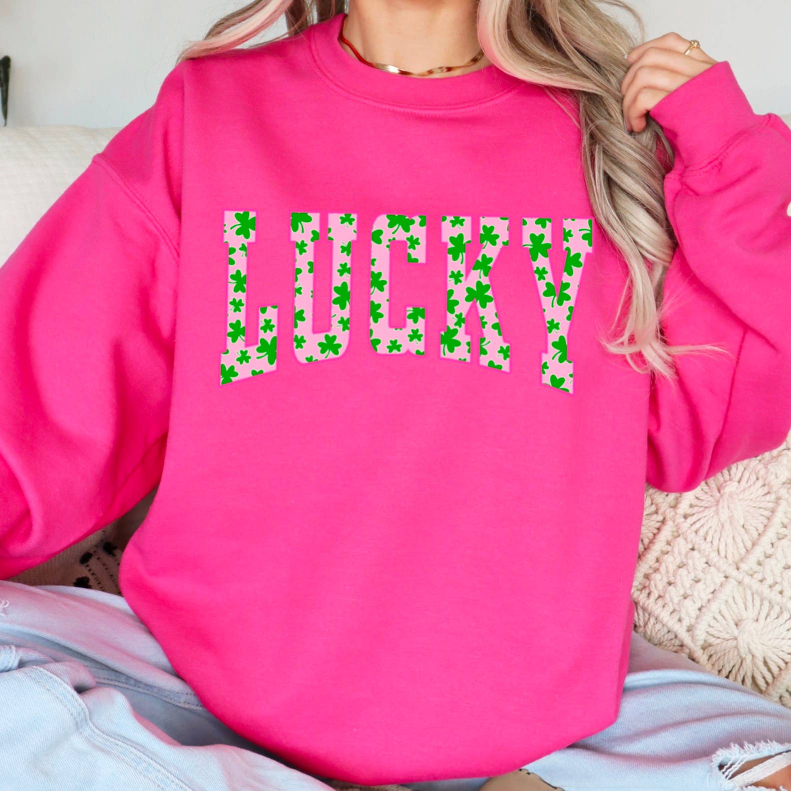 Shoppe SHC - Vente Sweat-shirt à imprimés – femme - Sweat-shirt graphique à col rond Lucky St. Patrick's Day7
