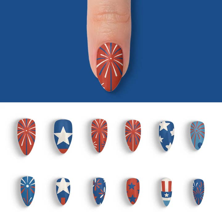 FYNE BODY - Wholesale Press-on/fake nails - Glitter Beam 4th of July Press-On Nails1