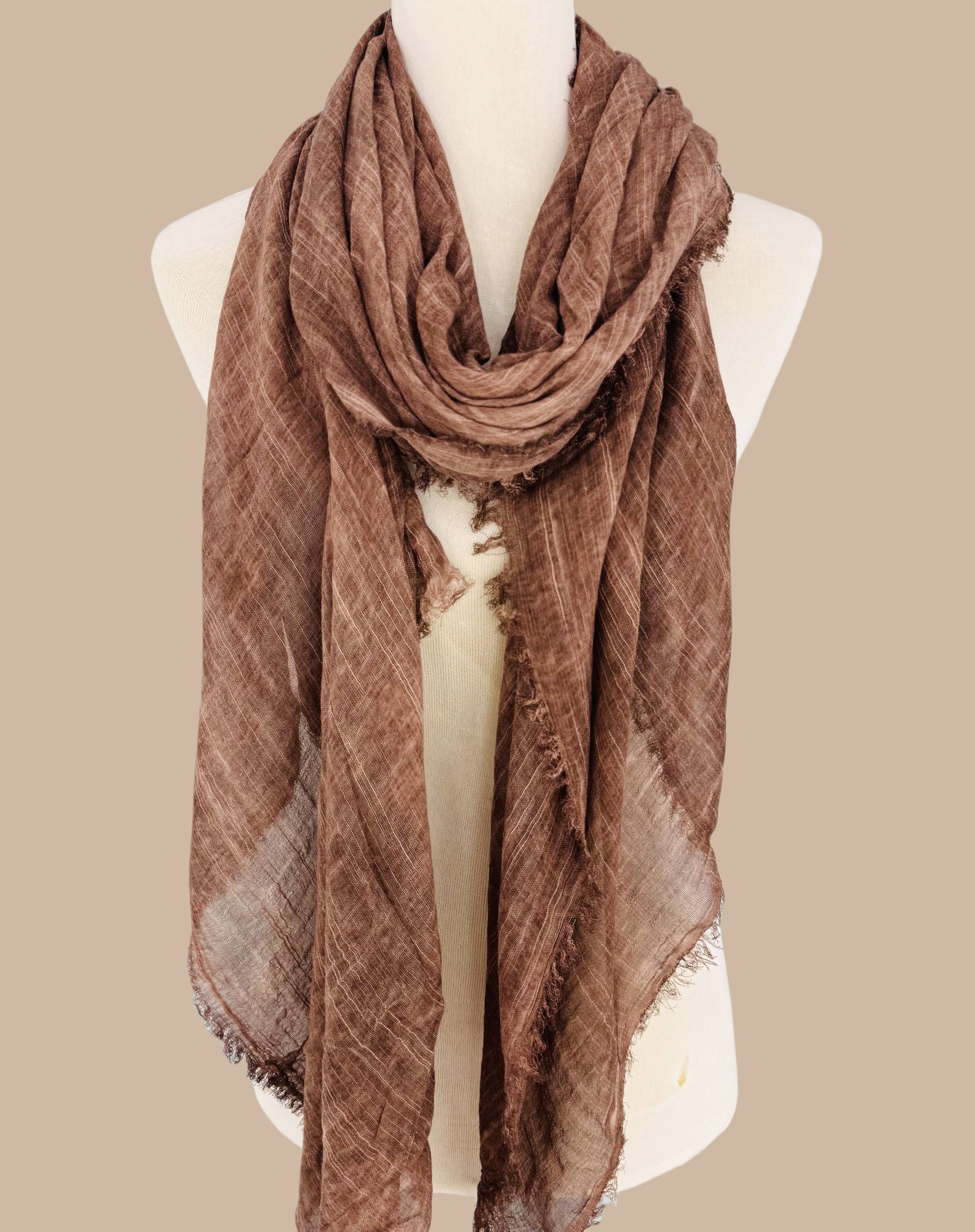 JC Sunny Fashion - Vente Écharpe – femme - Écharpe surdimensionnée en couleur unie délavée à la pierre avec bords bruts JC02103714