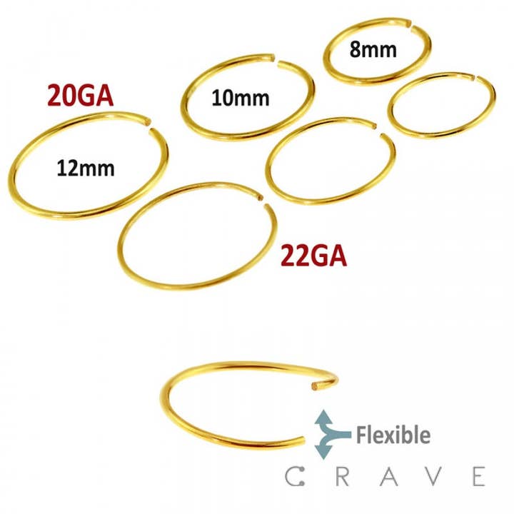 316L SS GOLDFARBEN PLATTIERT GEGLÜHTER HOOP NASE RIN für den Großhandel von CRAVE