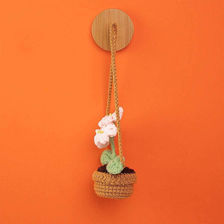 Anh2 LTD - Wholesale Car Decorative Charm - Unisex - Crochet Forget Me Not Flower Plant Basket Car Mirror Hanging8