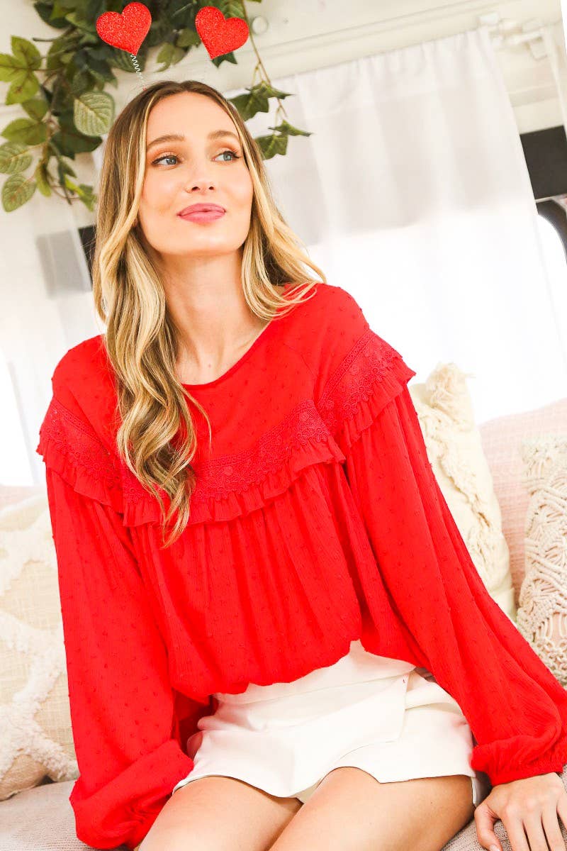 Vine & Love - Vendita all'ingrosso Camicetta - Donna - Camicetta con motivo a pois svizzeri con dettaglio posteriore con lacci VT3144823