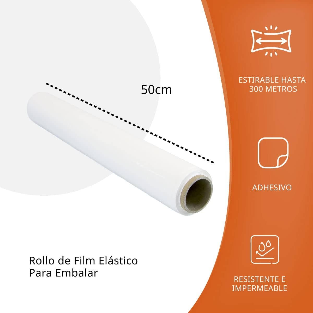 MEDEL OFFICE - Wholesale Tape - White Film Stretch Roll 50cm x 300m Industrial Packaging1