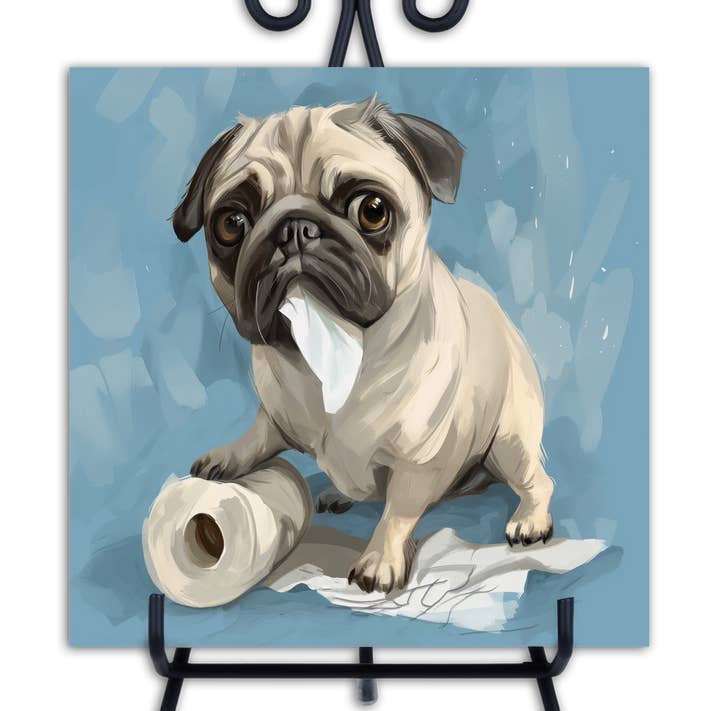 La mia carlina ha mangiato la carta igienica piastrella in ceramica con supporto per la vendita all'ingrosso da parte di Pug Life