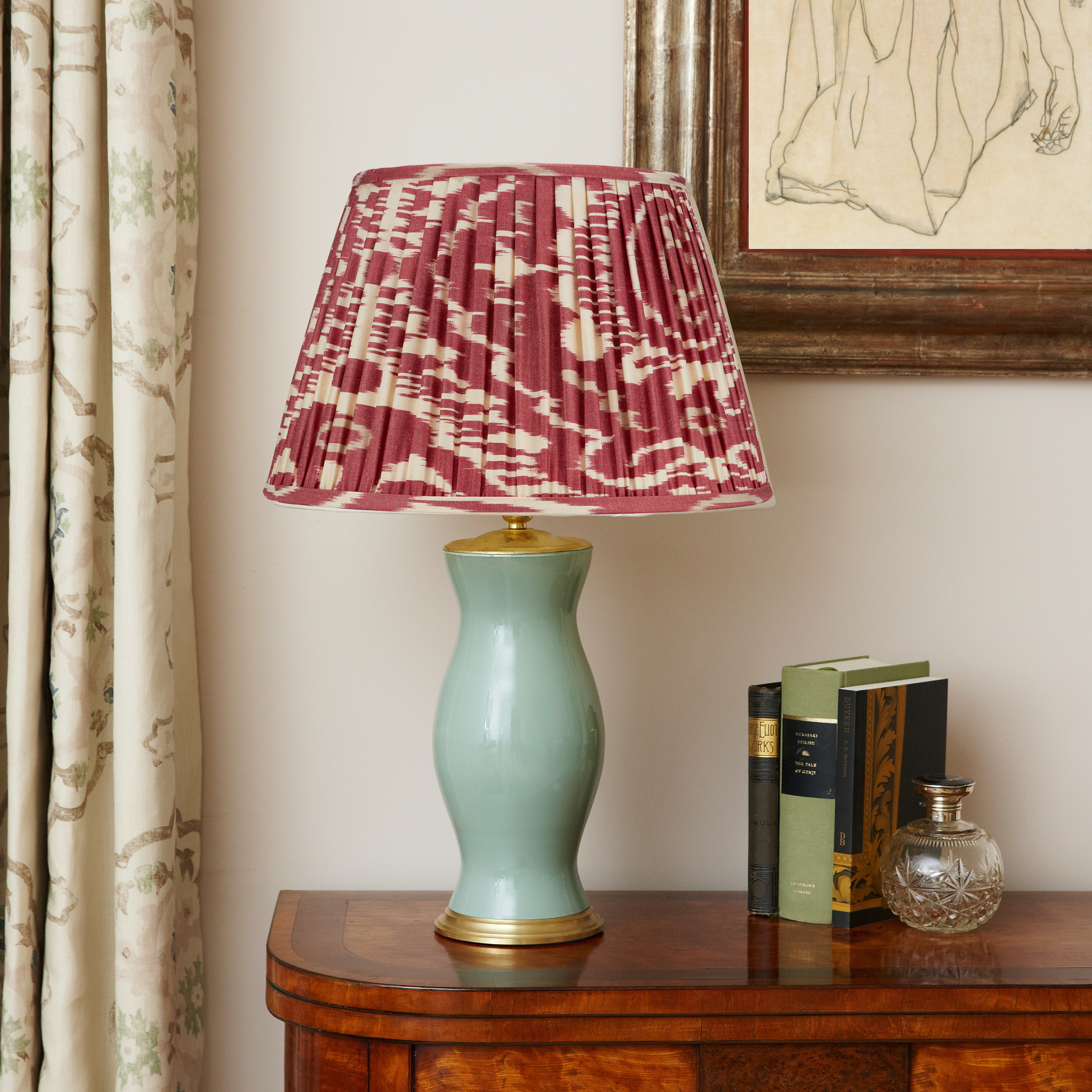 Rosanna Lonsdale - Wholesale Lamp Shade - BURNT RED AND CREAM IKAT LAMPSHADE21