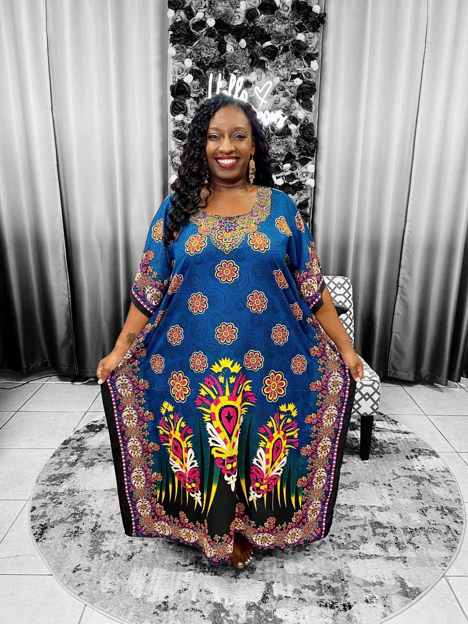 India Batik - Wholesale Kaftan - Women's - Women Floral / Sequin Embellished Kaftan Dress12