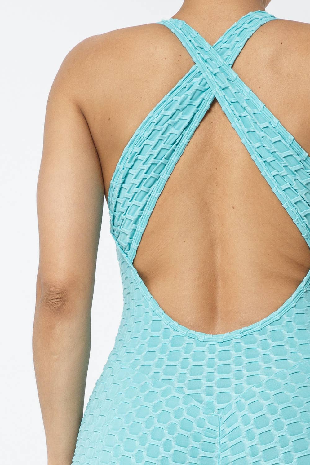 Julia by LoveJ - Wholesale Romper - Women's - Honeycomb Jacquard Sleeveless Cross Back Romper16