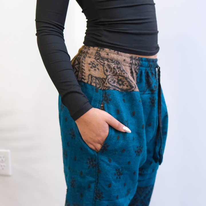 Karma Nepal Crafts - Wholesale Pants - Women's - Elephant Print Wool Blend Fall Winter Baggy Pants11