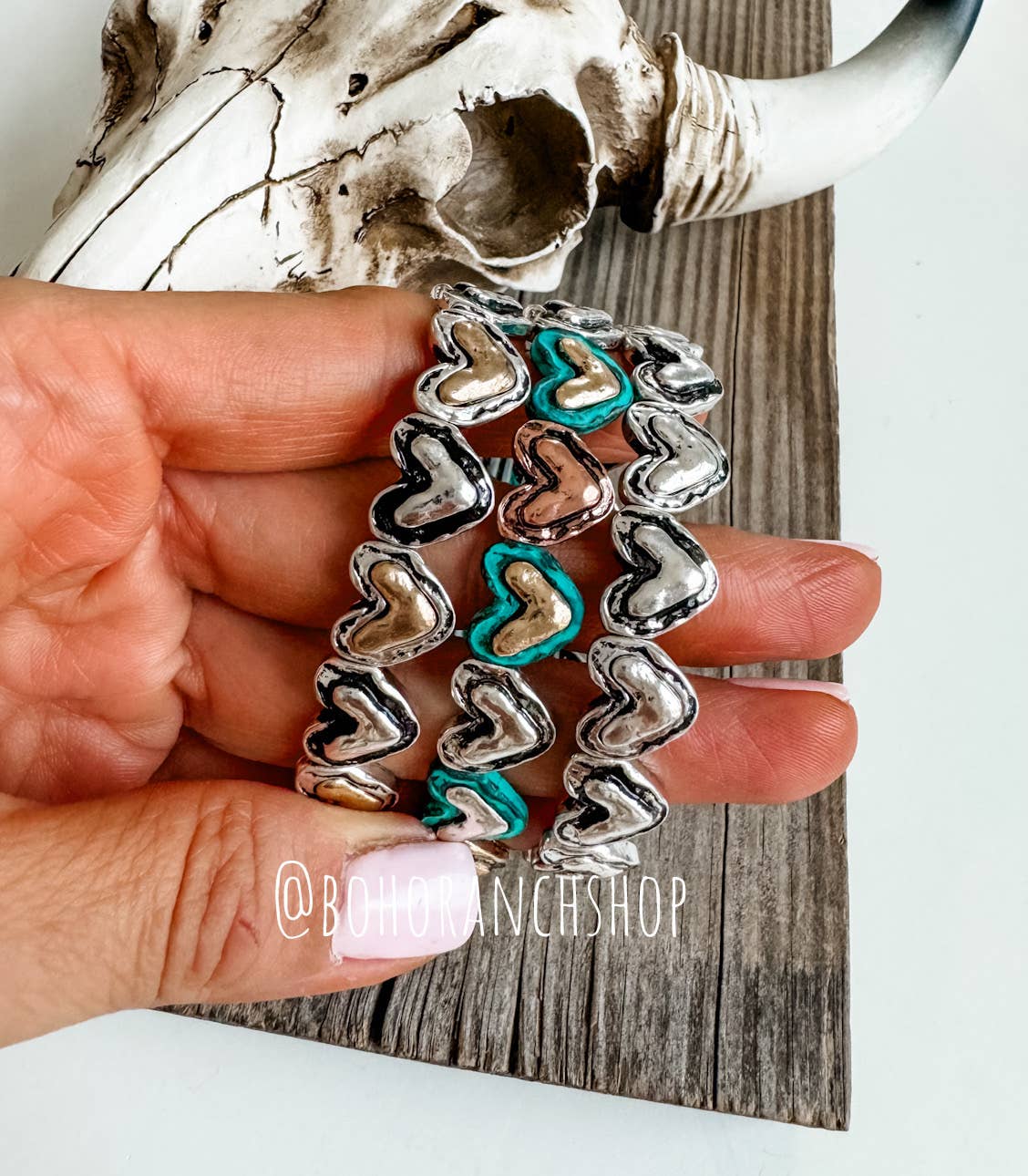 Boho Ranch Shop - Wholesale Beaded Bracelet - Western Boho Heart Stretch Bracelet1