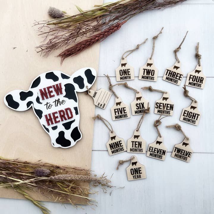 Farm Cow Baby Birth Announcement and Milestone Set for wholesale by The Timber Lane Company