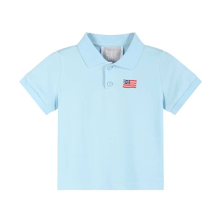 Blaues USA-Flaggen-Poloshirt für den Großhandel von Lil Cactus