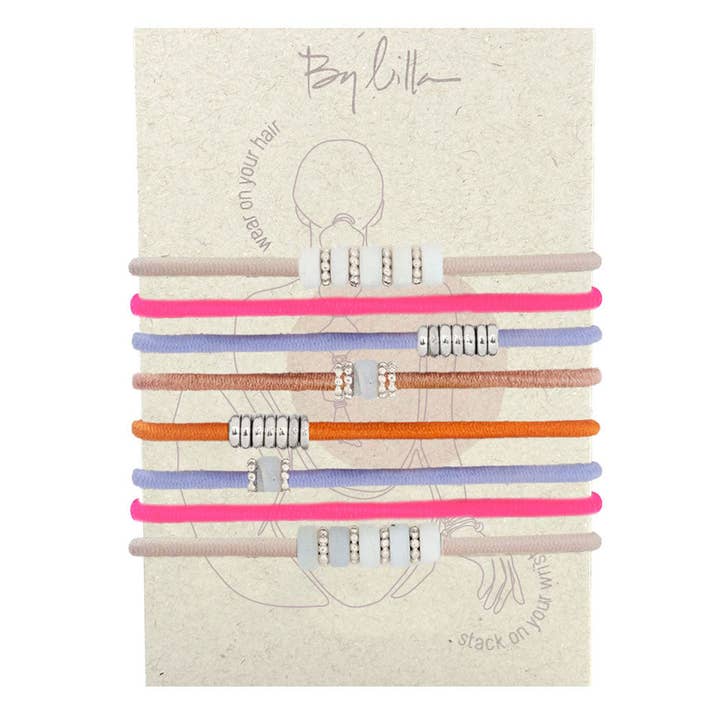 By Lilla - Wholesale Jewelry Set - BIKINI - 8 PACK BRACELET/HAIRTIES SPRING/SUMMER PACKAGED