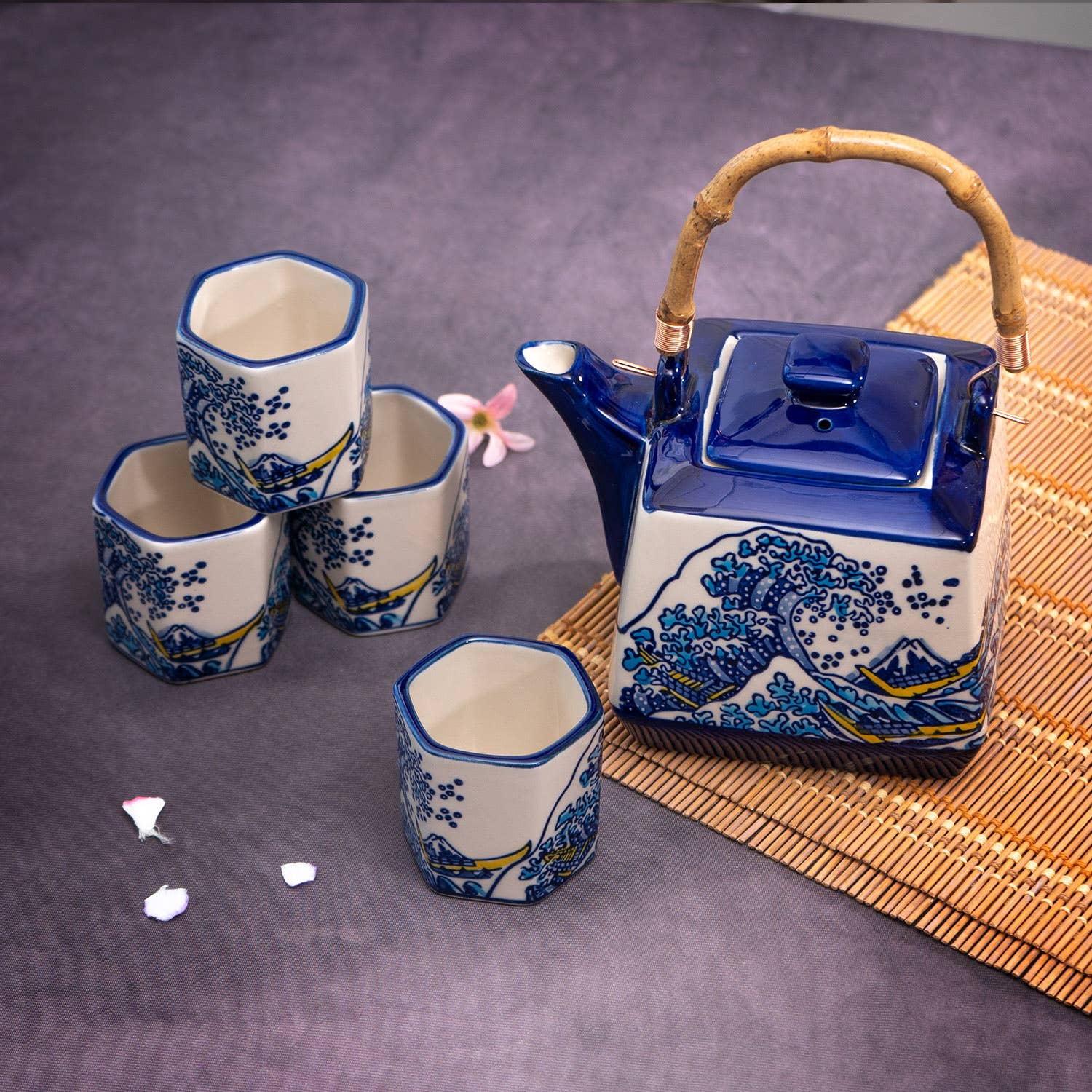 Urban Tokyo - Wholesale Tea Set - Great Wave Tea Set 20oz Tea Pot with 4 Hexagon Cups (4/8)6