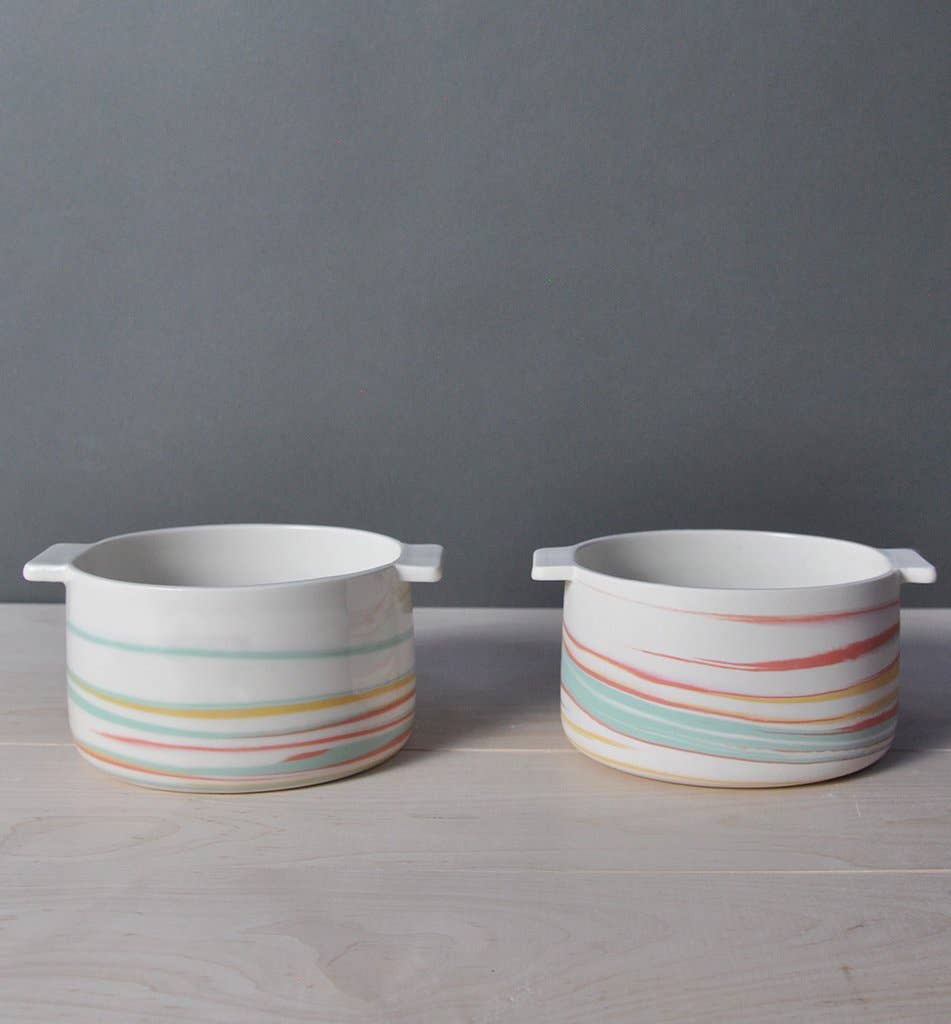 REMOVED BRAND - Wholesale Bowl - Taffy Tri-color Fruit bowl with Handle1