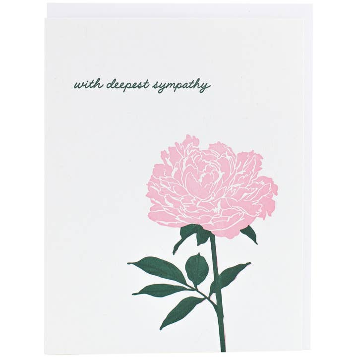 Blomstrende Peony Sympati Card for engroshandel hos Smudge Ink