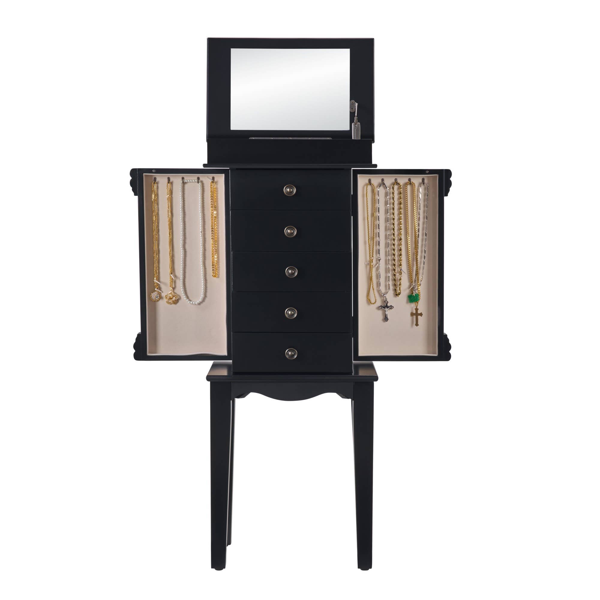 HOMYCASA DESIGN INC - Wholesale Jewelry Box/Organizer - Homy Casa 5-Drawer Jewelry Armoire with Swing Doors, Cherry8