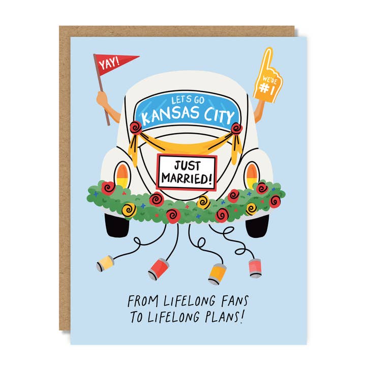 Lifelong Plans Kansas City Chiefs Wedding Card for wholesale by Tiny Buffalo Designs Co.