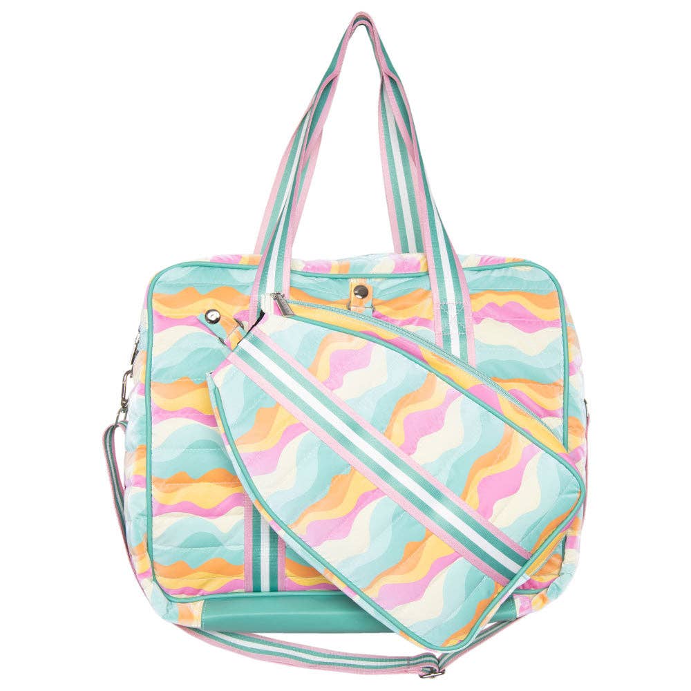 Multicolored Neon Abstract Colors Pickleball Tote Bag for wholesale on Faire2