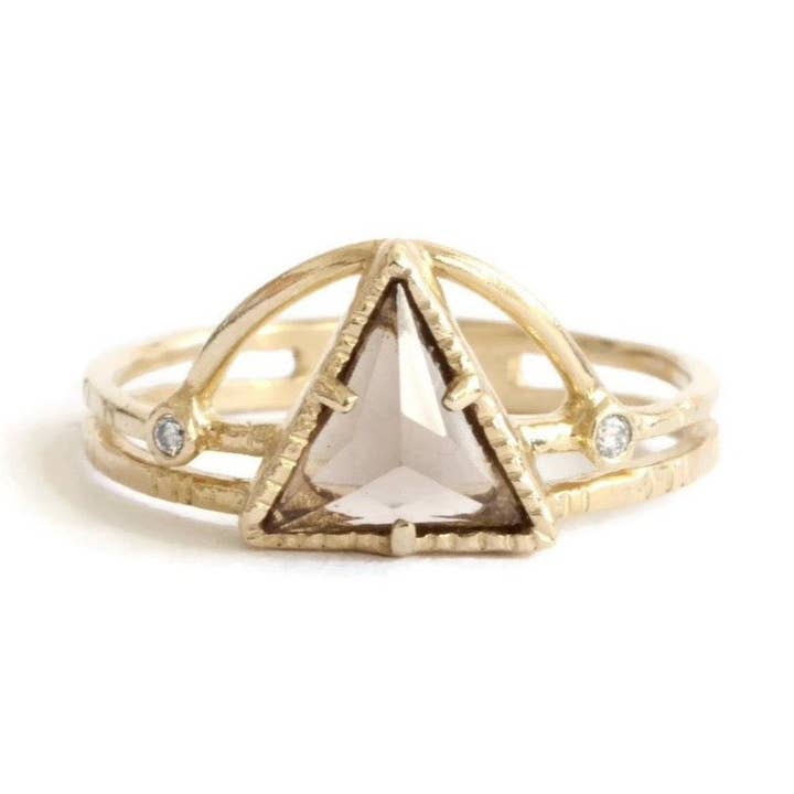 Wholesale Power Triangle Ring -Champagne -R083YG for wholesale by Linn.