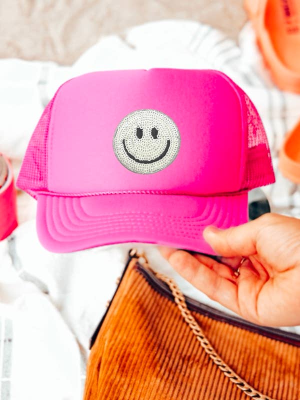 SUMMER SMILEY FACE PATCH TRUCKER HAT for wholesale by 1st Allie