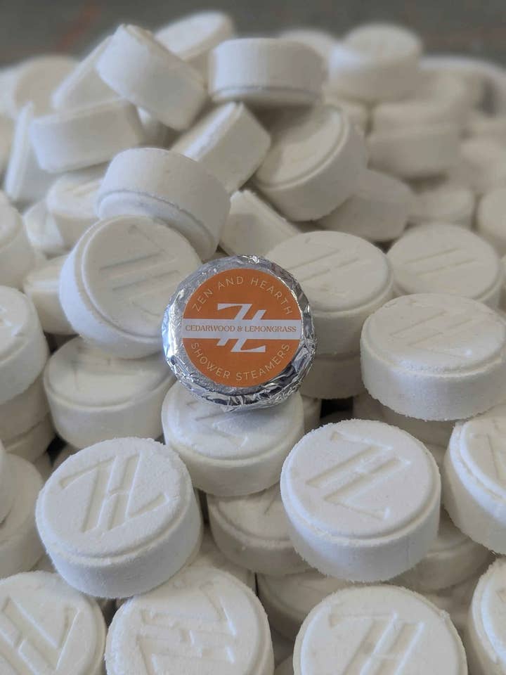 Zen & Hearth Personalized Shower Steamers | Custom Aromatherapy Shower Bombs for Relaxation – Choose Lavender, Eucalyptus, Grapefruit & More for wholesale by Zen & Hearth